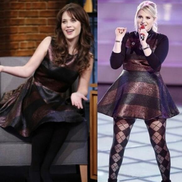 ALICE + OLIVIA Women's Size 6 Foss Cutout Metallic Striped Sexy Pleat Mini Dress - Picture 2 of 16